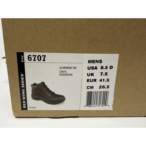 Red Wing 6707 Aluminum Toe Static Dissipative Work Shoes 8.5D New in Box main image 5